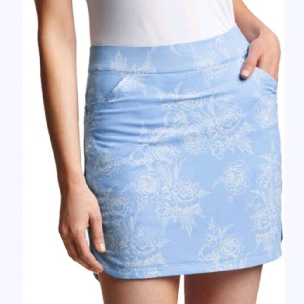 Peter Millar Golf Skort Women's Size M 16" Light Blue Floral Alice Petal Hem